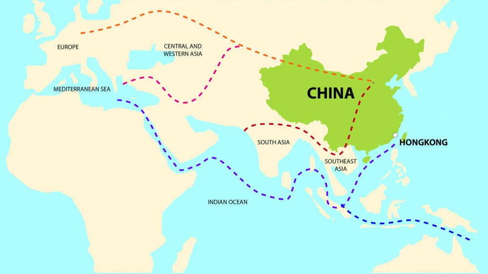 Povezivanje Kine sa tri kontinenta duž pet ruta