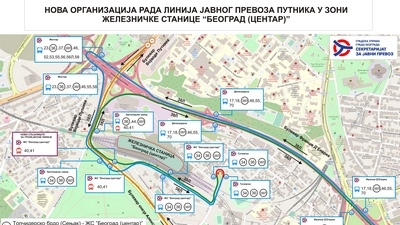 Od danas nova organizacija rada linija javnog prevoza putnika u zoni Železničke stanice Beograd-centar