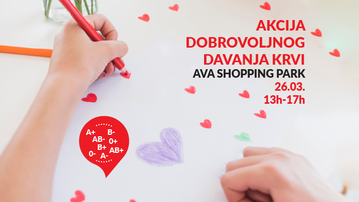 Akcija dobrovoljnog davanja krvi u AVA Shopping Parku u nedelju 